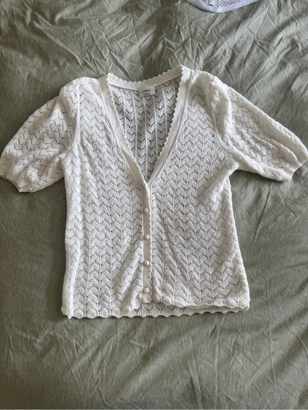 Aritzia “Wilfred” Cotton Charm Fika Cardigan in Light Birch Color